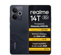 realme 14T 5G Smartphone 8+256 GB, Processore Dimensity 6300 5G, Batteria titanica da 6000 mAh, Ricarica rapida da 45 W, Display AMOLED eSports a 120 Hz, IP69, NFC, Nero