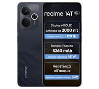 realme 14T 5G Smartphone 8+256GB, Chipset Dimensity 6300, Display Esports AMOLED 120Hz da 6,67", Capacità Super Large da 5260mAh, IP69 Impermeabile,Surf Design,NEXT Ai,Ossidiana Nera(Senza adattatore)