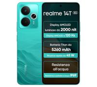 realme 14T 5G Smartphone 8+256GB, Chipset Dimensity 6300, Display Esports AMOLED 120Hz da 6,67", Capacità Super Large da 5260mAh, IP69 Impermeabile, Surf Design, NEXT Ai, Verde Surf (Senza adattatore)