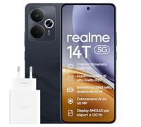 realme 14T Telefono Cellulare 5G, 8+256GB, Dual SIM, Chipset 5G Dimensity 6300, Batteria da 5260 mAh, Display eSport AMOLED da 6,67" a 120 Hz, IP69, NFC, Nero Ossidiana (Alimentatore da 45W Incluso)