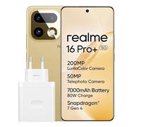 realme 16 Pro+ 5G Smartphone, 12+512GB, 200MP LumaColor Primary Camera 50MP Front Camera,6.8 144 Hz AMOLED Curved display, Snapdragon® 7 Gen 4, 7000mAh Battery, 80W SuperVOOC, IP69K, Gold
