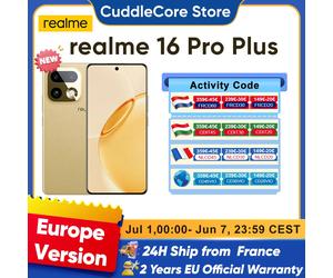realme 16 Pro Plus 5G Versione Globale Smartphone con Processore 7 Gen 4, Fotocamera da 200MP, Batteria da mAh, Schermo Curvo AMOLED da Hz
