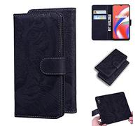 Realme C12 / Narzo 20 Case, SATURCASE Cool Tiger goffratura PU cuoio Flip doppio magnete portafoglio stand slot carte di copertura protettiva per Realme C12 / Narzo 20 (nero)