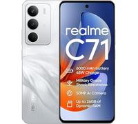 realme C71 Smartphone 6+128GB, Batteria 6000mAH, Ricarica Veloce 45W, Fotocamera 50MP AI, Chipset Octa-Core, Display 6.67'' 120Hz Eye Comfort, IP54 (Senza Caricatore) - Bianco