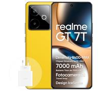 realme GT 7T Smartphone 5G 12+256 GB, chipset Dimensity 8400-MAX, batteria da 7000 mAh, display da 6,78" 1.5K 120Hz, fotocamera AI Travel Snap, IP69, IceSense Giallo