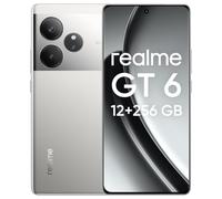 realme GT6 Smartphone, 5G Cellulare 12+256 GB, Snapdragon 8s Gen 3, Display ultra luminoso da 6000nit, 50MP+50MP+8MP Fotocamera, telefono, 5500 mAh Batteria, senza adattatore, Argento Fluido
