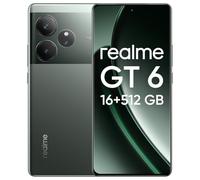 realme GT6 Smartphone, 5G Cellulare 16+512 GB, Snapdragon 8s Gen 3, Display ultra luminoso da 6000nit, 50MP+50MP+8MP Fotocamera, telefono, Batteria 5500 mAh, senza adattatore, Verde Rasoio