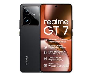 realme GT7 Smartphone 12+256 GB 5G Telefono Mobile, MediaTek Dimensity 9400e, Batería 7000mAh Ricarica Rapida 120W, Cámara 50MP AI Travel Snap, 6.78" 1.5K 120Hz, NFC Doble SIM, Colore Negro