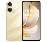 realme Note 70T 4+128GB Smartphone, Display HD da 6,75'' a 90Hz, Batteria ad Alta Capacità da 6000mAh, Protezione ArmorShell, Chipset Octa-core T7250, NEXT AI, IP54, Oro Spiaggia, Senza Caricabatterie