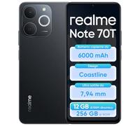 realme Note 70T 4+256GB Smartphone, Display HD da 6,75'' a 90Hz, Batteria ad Alta Capacità da 6000mAh, Protezione ArmorShell, Chipset Octa-core T7250, NEXT AI, IP54,Nero Ossidiana,Senza Caricabatterie