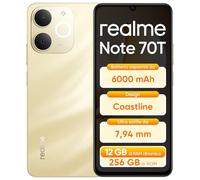 realme Note 70T 4+256GB Smartphone, Display HD da 6,75'' a 90Hz, Batteria ad Alta Capacità da 6000mAh, Protezione ArmorShell, Chipset Octa-core T7250, NEXT AI, IP54, Oro Spiaggia, Senza Caricabatterie