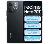 realme Note 70T 4+64GB Smartphone, Display HD da 6,75'' a 90Hz, Batteria ad Alta Capacità da 6000mAh, Protezione ArmorShell, Chipset Octa-core T7250, NEXT AI, IP54, Nero Ossidiana,Senza Caricabatterie
