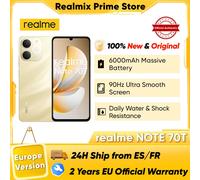 realme Note 70T 4g Smartphone Android Versione globale Batteria 6000Mah Display 6,74" 90Hz Fotocamera 13Mp Ai Ip54 4Gb+128Gb Obsidian Black