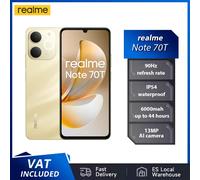 Realme Note 70T AI Smartphone Versione globale Schermo da 6,75 pollici 90 Hz Batteria da 6000 mAh Fotocamera Al da 13 MP Chipset octa-core IP54