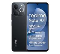realme Note 70T Smartphone, 4+128GB, Batteria di lunga durata da 6.000 mAh, Protezione ArmorShell™, Spessore di soli 7,94 mm, Fino a 4+8 GB di RAM dinamica, NEXT AI, Caricabatterie non incluso, Nero