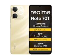 realme Note 70T Smartphone 4+256 GB, Batteria da 6.000 mAh, Ricarica rapida da 15 W con carica inversa da 6 W, 24 GB di RAM dinamica, Display con comfort visivo da 90 Hz, Oro TT