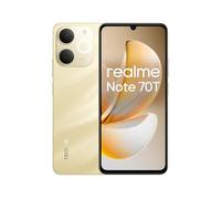 realme Note 70T Smartphone, 4+256GB, Batteria di lunga durata da 6.000 mAh, Protezione ArmorShell™, Spessore di soli 7,94 mm, Fino a 4+8 GB di RAM dinamica, NEXT AI, Caricabatterie non incluso, Oro