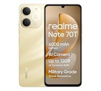 realme Note 70T Smartphone, 4+64GB, Batteria di lunga durata da 6.000 mAh, Protezione ArmorShell™, Spessore di soli 7,94 mm, Fino a 4+8 GB di RAM dinamica, NEXT AI, Caricabatterie non incluso, Oro