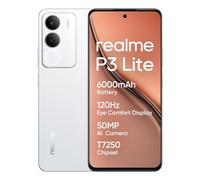 realme P3 lite, Smartphone,Bianco, 8+256 GB, display Eye Comfort da 120 Hz, batteria da 6000 mAh, chipset T7250, fotocamera AI da 50 MP, ricarica da 15 W (senza adattatore)