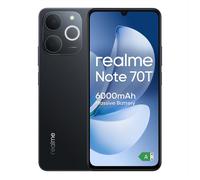 realme Note 70T Smartphone, 4+128GB, Batteria di lunga durata da 6.000 mAh, Protezione ArmorShell™, Spessore di soli 7,94 mm, Fino a 4+8 GB di RAM dinamica, NEXT AI, Caricabatterie non incluso, Nero