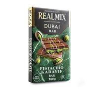 REALMIX Cioccolato al Latte di Dubai direttamente da Dubai UAE | Vero Cioccolato al Latte di Dubai con Pistacchi e Ripieno di Kunafa | Prodotto a Dubai U.A.E. | (Grande, Cioccolato al latte)
