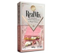 REALMIX Cioccolato Rosa direttamente da Dubai UAE | Vero cioccolato di Dubai aromatizzato al lampone con ripieno di zucchero filato, pistacchi e kadaïf | Prodotto a Dubai E.A.U. (100 grammo)