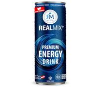 RealMix Energy Drink - Bevanda Energetica Senza Taurina, Caffeina & Estratto di Guaranà, Basso Contenuto di Zucchero, Lattina 24x250ml, Rinfrescante Energia Naturale (Bevanda Energetica)