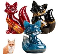 REALOKMAN Cute Little Fox Ornaments,Handcrafted resin Fox Figurines,Gorgeous Evening Dress Fox Ornament,Home Decor resin Animals,Suitable for Office and Home Decoration and Ornaments(3Pcs)