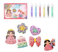 REALOKMAN DIY Handmade Bead Stickers, Stuffdatas Bead Pen, Easy Arts and Crafts Fun Gem Sticker Kit, Cute Cartoon Princess Diamond Stickers Beads Handmade Gem Painting for Christmas Gifts(5 Patterns)