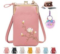 REALOKMAN Indefinitet Women Sling Cross-Body Wallet with Mobile Cell Phone Holder Pocket Purse Lightweight Mini Coin Clutch Bag(Dark pink)