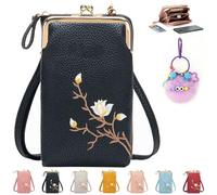 REALOKMAN Indefinitet Women Sling Cross-Body Wallet with Mobile Cell Phone Holder Pocket Purse Lightweight Mini Coin Clutch Bag(Nero)