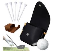 REALOKMAN Repairig Golf Storage Bag, Leather Golf Organizer, Men Waterproof Belt Golfs Tee Holder Carry Bags for 4 Balls And Holders, Golfer Accessories for Men Pouch Unique Gift for Dad(Nero)