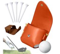 REALOKMAN Repairig Golf Storage Bag, Leather Golf Organizer, Men Waterproof Belt Golfs Tee Holder Carry Bags for 4 Balls And Holders, Golfer Accessories for Men Pouch Unique Gift for Dad(Orange)