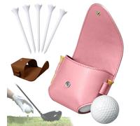 REALOKMAN Repairig Golf Storage Bag, Leather Golf Organizer, Men Waterproof Belt Golfs Tee Holder Carry Bags for 4 Balls And Holders, Golfer Accessories for Men Pouch Unique Gift for Dad(Pink)
