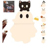 REALOKMAN Sithandsip Ghostees Mystery Phone Buddy, Mini Phone Figure Surprise Toy, Stick-On Halloween Ghost & Pumpkin Telephone Topper, Cute Fun Halloween Telephone All Models Buddy Doll(Style 1)