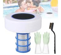 REALOKMAN Solar Pool Ionizer for Crystal Clear Water, Upgraded Copper Large Capacity Pool Chlorine Floater with a Brush, Swimming Pools Water Cleaner for Above in-Ground Pools And Spas(1Pc)