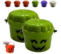 REALOKMAN Spooky Mini Boo Bucket Figurines, Mini Boo Buckets, 3D Printed Halloween Pumpkin Nostalgia Buckets, Retro Halloween Desktop Decoration, Trick or Treat Event Props for Snack(Style 7)