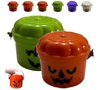 REALOKMAN Spooky Mini Boo Bucket Figurines, Mini Boo Buckets, 3D Printed Halloween Pumpkin Nostalgia Buckets, Retro Halloween Desktop Decoration, Trick or Treat Event Props for Snack(Style 14)