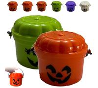 REALOKMAN Spooky Mini Boo Bucket Figurines, Mini Boo Buckets, 3D Printed Halloween Pumpkin Nostalgia Buckets, Retro Halloween Desktop Decoration, Trick or Treat Event Props for Snack(Style 13)