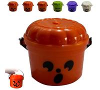 REALOKMAN Spooky Mini Boo Bucket Figurines, Mini Boo Buckets, 3D Printed Halloween Pumpkin Nostalgia Buckets, Retro Halloween Desktop Decoration, Trick or Treat Event Props for Snack(Style 2)