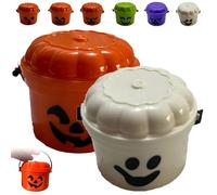 REALOKMAN Spooky Mini Boo Bucket Figurines, Mini Boo Buckets, 3D Printed Halloween Pumpkin Nostalgia Buckets, Retro Halloween Desktop Decoration, Trick or Treat Event Props for Snack(Style 25)
