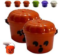 REALOKMAN Spooky Mini Boo Bucket Figurines, Mini Boo Buckets, 3D Printed Halloween Pumpkin Nostalgia Buckets, Retro Halloween Desktop Decoration, Trick or Treat Event Props for Snack(Style 8)