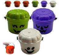 REALOKMAN Spooky Mini Boo Bucket Figurines, Mini Boo Buckets, 3D Printed Halloween Pumpkin Nostalgia Buckets, Retro Halloween Desktop Decoration, Trick or Treat Event Props for Snack(Style 28)