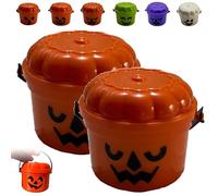 REALOKMAN Spooky Mini Boo Bucket Figurines, Mini Boo Buckets, 3D Printed Halloween Pumpkin Nostalgia Buckets, Retro Halloween Desktop Decoration, Trick or Treat Event Props for Snack(Style 9)