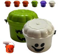 REALOKMAN Spooky Mini Boo Bucket Figurines, Mini Boo Buckets, 3D Printed Halloween Pumpkin Nostalgia Buckets, Retro Halloween Desktop Decoration, Trick or Treat Event Props for Snack(Style 16)