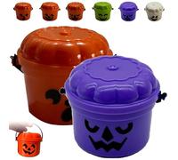 REALOKMAN Spooky Mini Boo Bucket Figurines, Mini Boo Buckets, 3D Printed Halloween Pumpkin Nostalgia Buckets, Retro Halloween Desktop Decoration, Trick or Treat Event Props for Snack(Style 19)