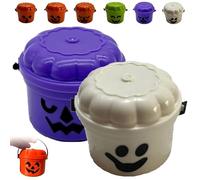 REALOKMAN Spooky Mini Boo Bucket Figurines, Mini Boo Buckets, 3D Printed Halloween Pumpkin Nostalgia Buckets, Retro Halloween Desktop Decoration, Trick or Treat Event Props for Snack(Style 26)