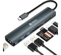 RealPlus Hub USB C 7 in 1, Adattatore USB C con 4K HDMI, 1Gbps Ethernet RJ45, 100W PD, 2 Porte Dati USB 3.0 5Gbps, Lettore di Schede MicroSD/TF, Docking Station USB C per Windows, Switch, MacBook