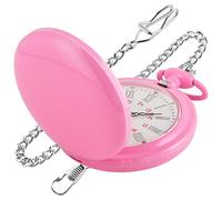 Realpoo Orologio da tasca al quarzo con copertura liscia, quadrante bianco romano alla moda con cinturino in vita, per regalo da uomo, MKL02-rosa