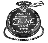 Realpoo Orologio da tasca al quarzo con incisione, per papà, nonno, per padre e nonno, orologio da tasca da uomo con catena